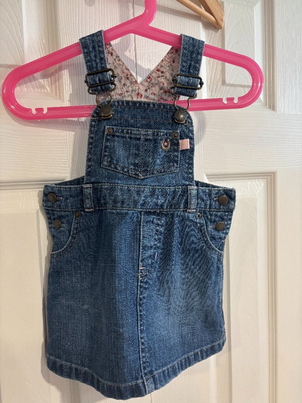 Vintage Baby Gap Denim Overall Skirt Dress Pony Club Girls 12-18 months EUC